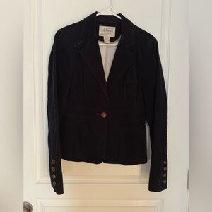 L.L. Bean Women's Navy Velveteen Blazer with Brown Buttons